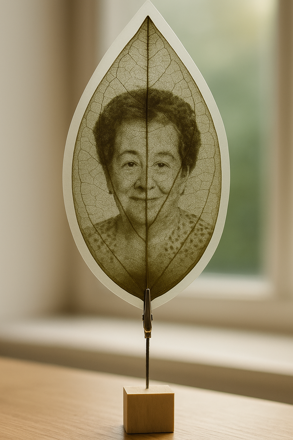 Personalised Memory Leaf with Wooden Display Stand