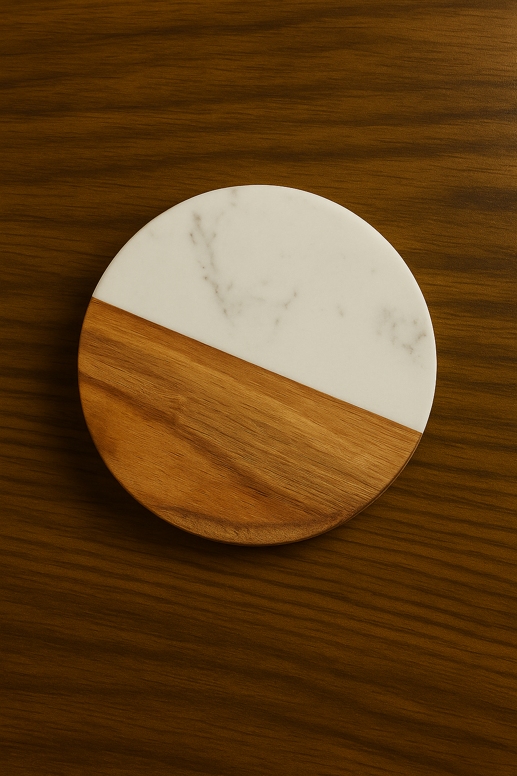 Circle Marble & Wood Coaster