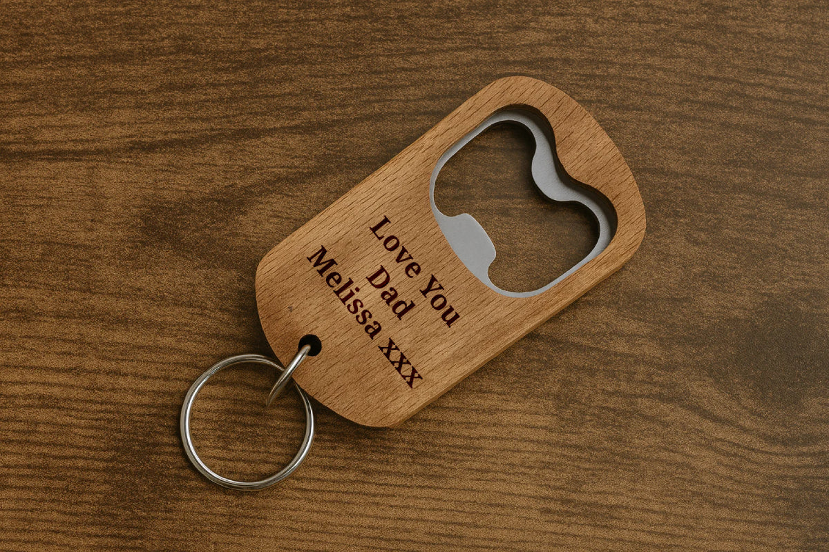 Personalised Wooden Bottle Opener Keyring