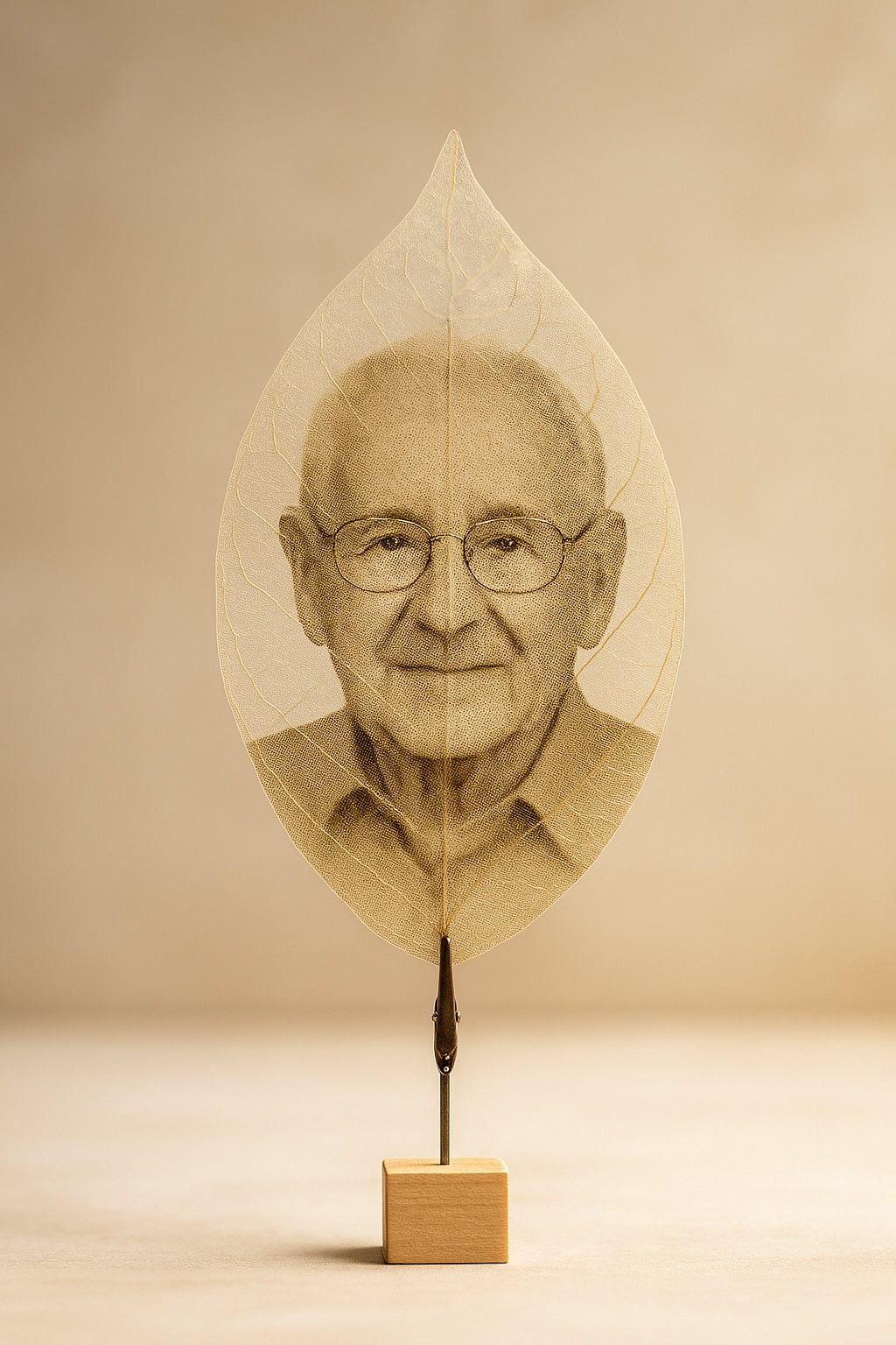 Personalised Memory Leaf with Wooden Display Stand