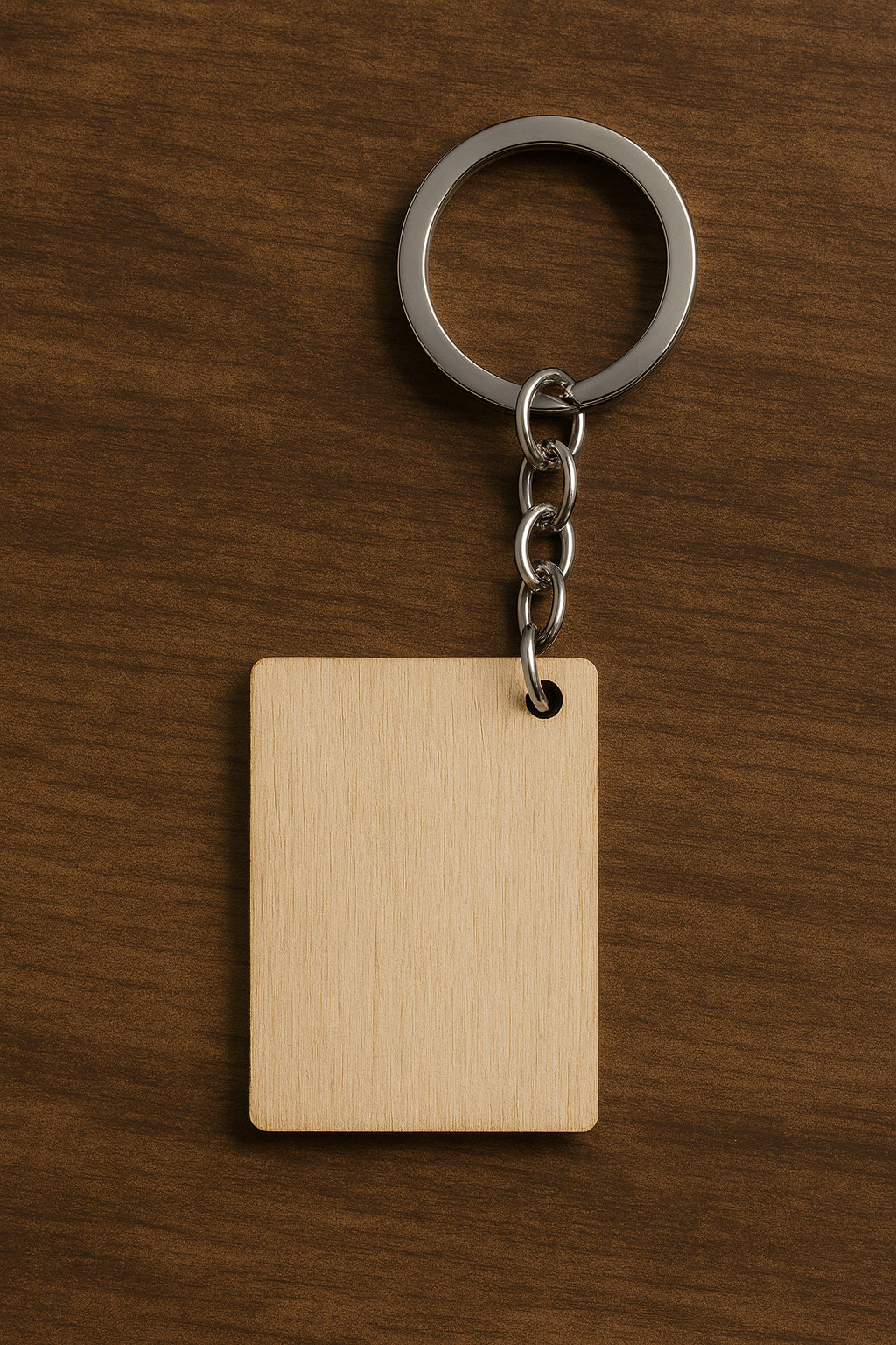 Budget Wooden Rectangle Keyring